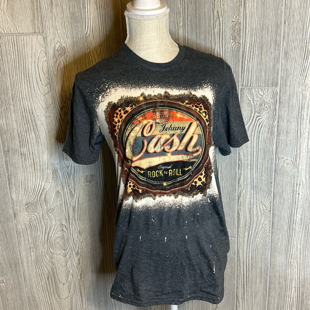 Gildan Soft style t-shirts Johnny Cash bleached tee in dark heather